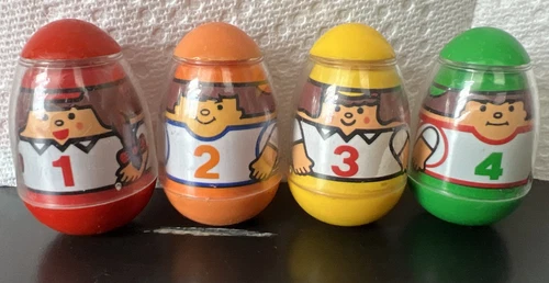Vintage 1978 hasbro Weebles Wobbles Speedway Racer Team #1 #2# #3 #4
