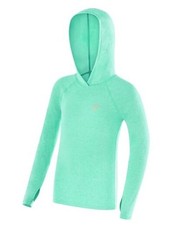 Boys Rash Guard Hooded Shirt, Kids UPF 50 Long Sleeve Large Light Green