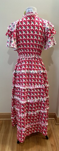 Neu mit Etikett Alden Adair Yasmine Small Maxikleid rot Pop/pink Pop Stufen - Bild 7 von 13