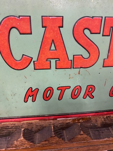 RARA insegna vintage CASTELLO olio motore alluminio metallo GAS OIL 19 1/2' x 9 1/2" - Foto 6 di 12