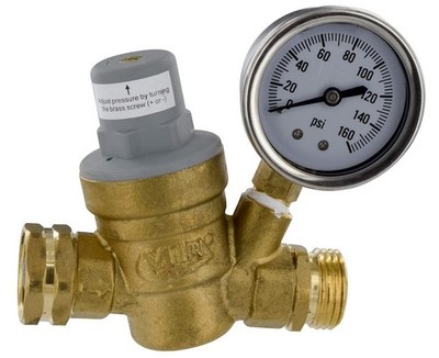 American Motorhome RV Adjustable Water Pressure Regulator, 3/4" With Guage