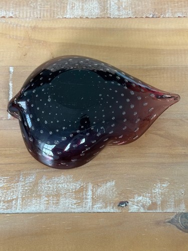 ¿MURANO VINTAGE? AMATISTA BULLICANTE EN ESTUCHE ARTE VIDRIO CIGARRO CENICERO CARAMELO - Imagen 7 de 7