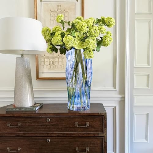 Glasvase für Blumen Klarglasvasen für Mittelstücke, Kristallvase blau - Bild 6 von 7