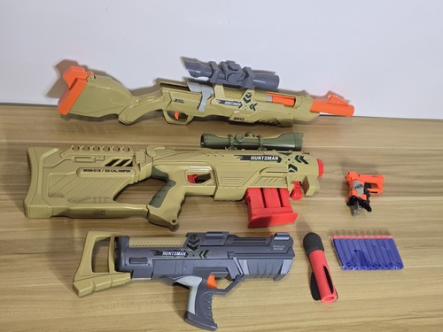 Nerf Gun Jolt Konvolut Huntsman Ambush Rifle, 50 Sniper, Big Bullet Rocket + Darts