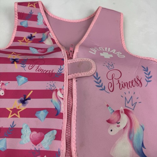 Chaleco de Natación Salvavidas Niños Rosa Princesa Unicornio M/L 33-55 libras - Imagen 5 de 6