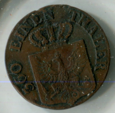 1832 D German States Prussia 1 Pfenning Coin Fred William III Dusseldorf KM#405