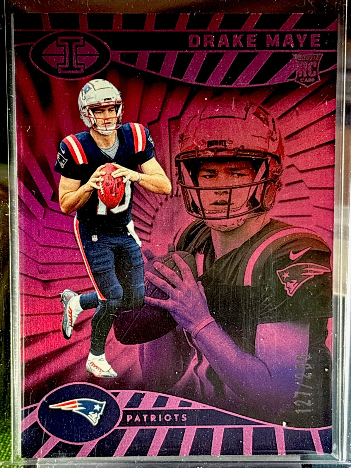 2024 Panini Illusions - Drake Maye #59 Trophy Collection Pink /299 (RC)