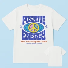 Positive Energy T-Shirt Men's Sml Peace Sign Retro Style Psychedelic Tee Tagless
