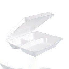 Dart Foam Hinged Lid Containers 3-Compartment 7.5 x 8 x 2.3 White 200/Carton