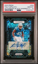 2023 Prizm Football Tuli Tuipulotu Rookie Auto Black Shimmer 1/1 PSA10 RARE!