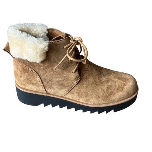 Eileen Fisher Women's 9 Kenille Sport Suede Wedge Bootie Shearling - Picture 5 of 9