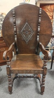 Jacobean Style Carved Oak Monk's Bench with Table Conversion CS S55