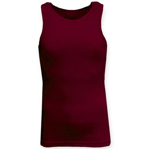 Galaxy by Harvic Men Ribbed Tank Top (Burgundy)