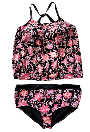 Traje de baño Lands' End 2 piezas negro rosa cachemira para mujer talla 22W DDD - Imagen 2 de 11