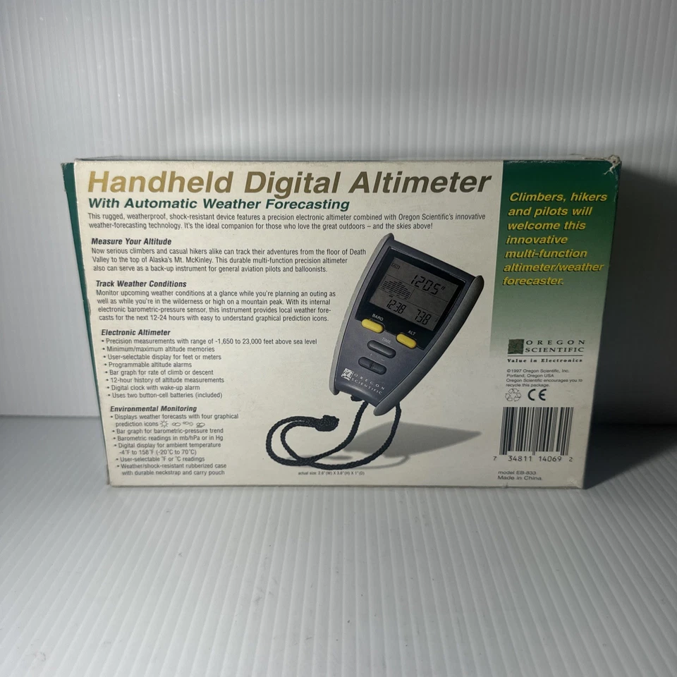 OREGON SCIENTIFIC BAROMETER  AND ALTIMETER MODEL EB-833 Open Box - Image 2 of 4