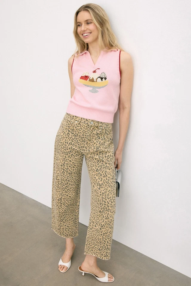 Polo Rachel Antonoff Rosa Dividido Sin Mangas Talla XL con Pequeña Mancha Foto 2 de 4