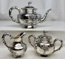 Chinese Sterling Silver Tea Set - 1075g - Kwan Hing scrap lot or not - 96918