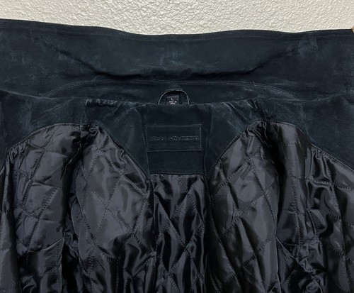 John Ashford Black Suede Leather Padded Jacket Zip Up Men's Size L - Picture 12 of 13