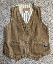 Vintage Levi s Silver Tab Brown Denim Vest Sz Medium USA Western Biker Retro