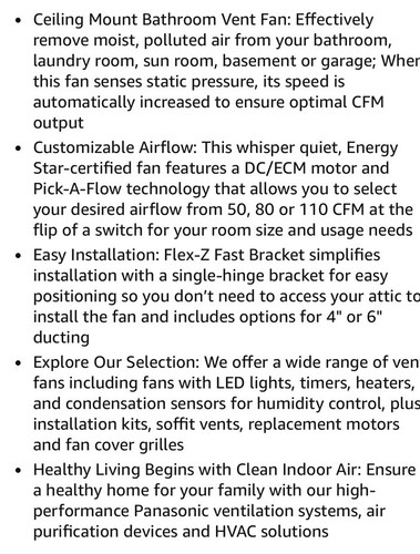 Panasonic FV-0511VQ1 WhisperCeiling DC Pick-A-Flow Ceiling Exhaust Fan - Picture 5 of 6