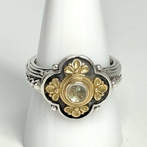 Konstantino Sterling Silver & 18k Gold Cabochon Ring Sz 9 - Picture 2 of 5