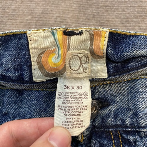 Ocean Pacific OP Jeans Mens 38 Fits 37x30 Bootcut Dark Blue Denim Y2K Faded VTG - Picture 4 of 11