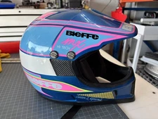 Bieffe vintage Helmet. original Box Med. MX Hi-tech Pink White Blue Motocross