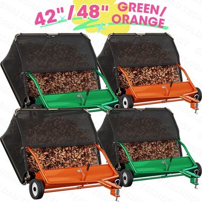 42-48 Inch Tow Behind Leaf Sweeper, Large 18 25 cu.ft. Hopper, Yard Lawn Cleanup