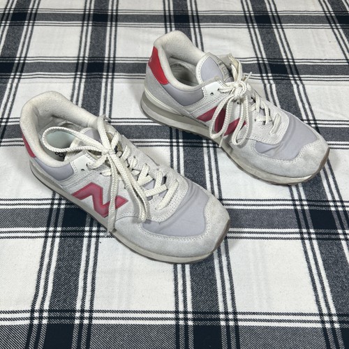 New Balance 574 U574RF2 Sneaker Herren US 8,5 D grau Wildleder rot Logo Lifestyle Schuhe - Bild 2 von 7