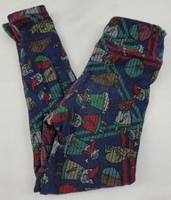 Lularoe Kids Leggings S/M Holiday Blue Dogs Cats Elves A005