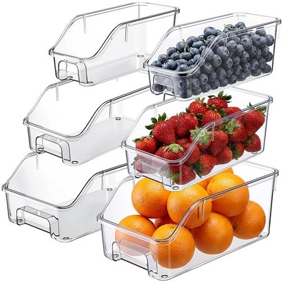 6 Packs Clear Freezer Organizer Bins with Handle Pantry Vegetable Organizers ...