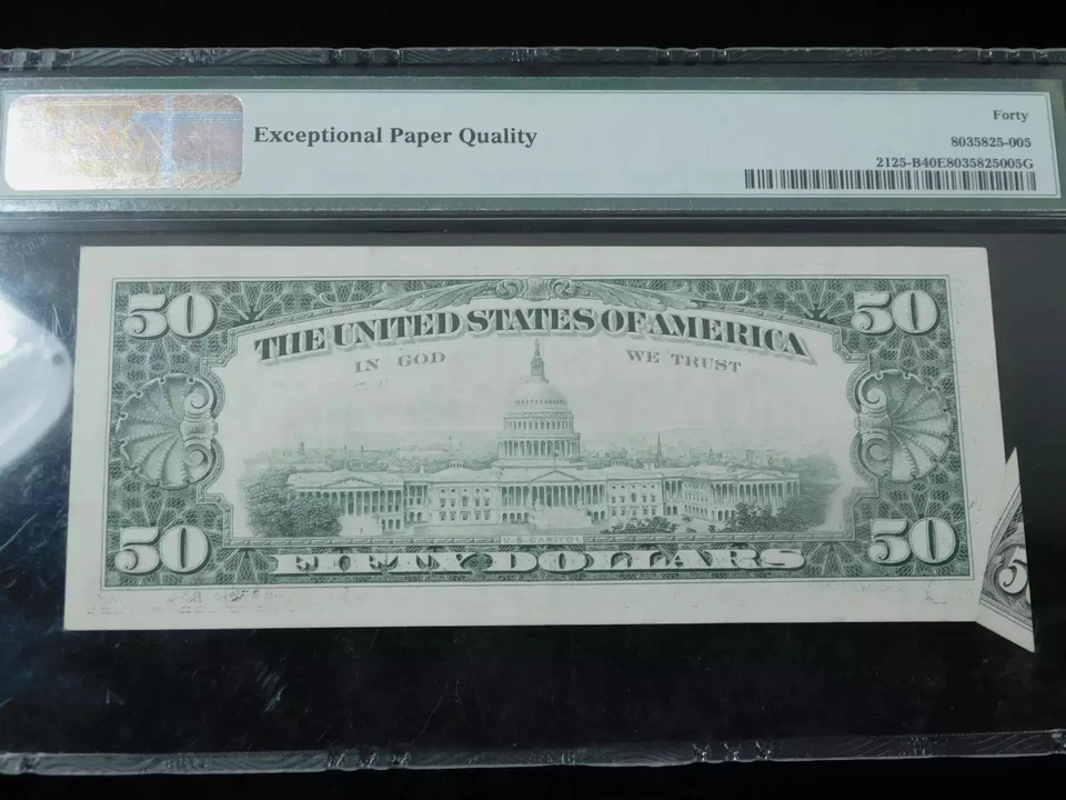 1993 $50 Federal Reserve Note - PMG 40EPQ w/ Gutter Fold Mint Error - Image 4 of 4