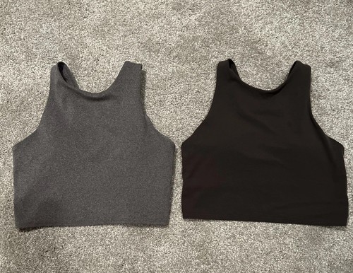 2 In Lot Athleta Conscious Crop Tank Top Sport Bra Heather & Stone Gray Sz XS