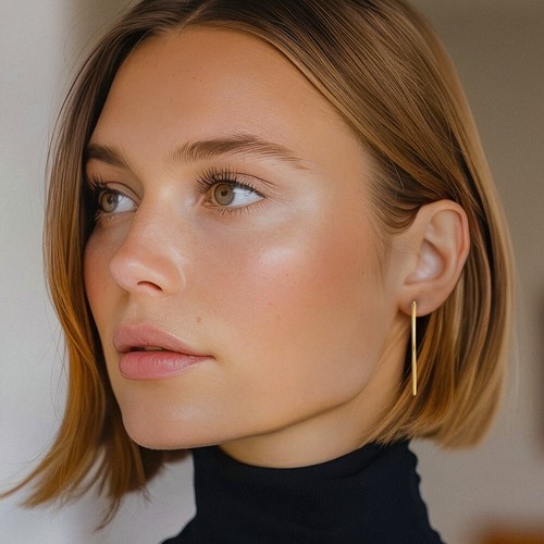 10K Solid Yellow Gold 1.5mm Round Endless Hoop Earrings - Picture 3 of 11