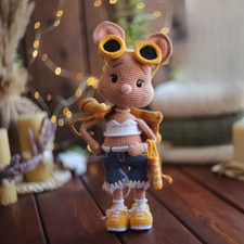 Crochet Mouse Doll Amigurumi, Handmade Plush Toy Gift for Kids  Decor