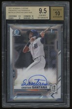 2021 Bowman Chrome Cristian Santana Prospect Autograph Auto #CPA-CS BGS 9.5 10