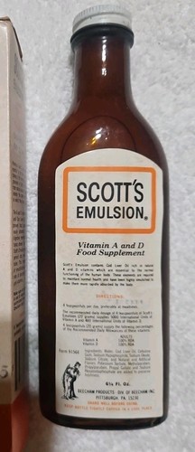 Complemento alimenticio vintage Scott’s emulsión vitamina A y D - Botella completa con caja - - Imagen 2 de 8