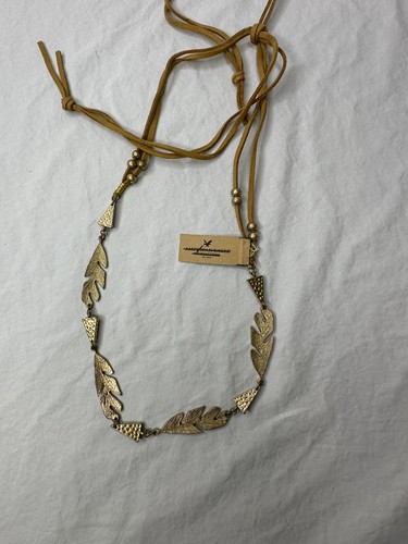 American Eagle Necklace Feather Faux Turquoise Adjustable Cord Brown Boho 20-32" - Picture 10 of 10