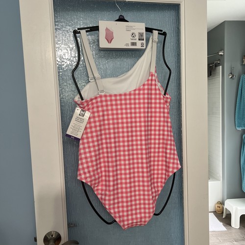 Neu mit Etikett Members Mark pfirsichfarben & weiß Gingham Badeanzug Größe XXL - Bild 8 von 9