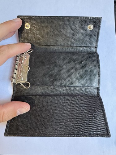 Prada Ring Schlüsselanhänger schwarz Leder dreifach faltbar - Bild 4 von 6