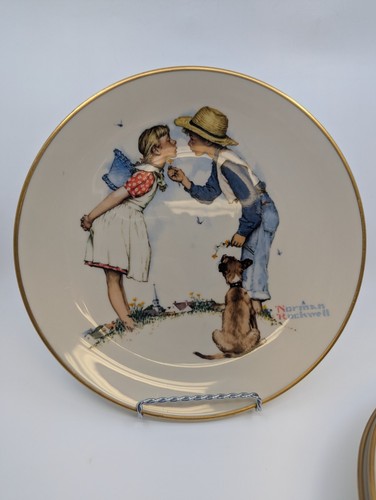 Vintage 1972 Gorham China Set / 4 Norman Rockwell Four Seasons Limited Edition Teller - Bild 2 von 7