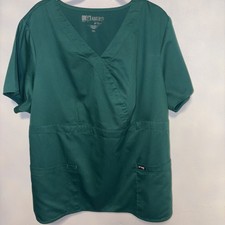 Grey's Anatomy Scrub Top Women's Small Green 2 Pocket Piped V-Neck size 2XL