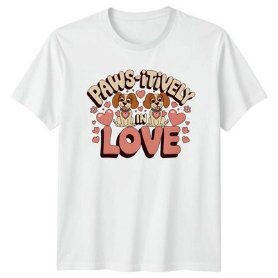 Paws Itively In Love T-Shirt Welpenliebe Valentinstag Geschenk für Sie und Ihn