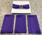 Lot Of 4 Lightweight PURPLE 19” Cloth Napkins: Machine Washable