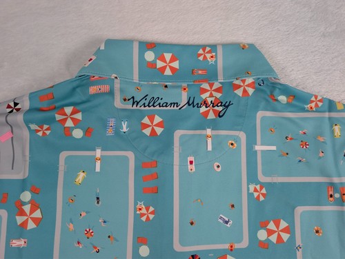 William Murray Fish Outta Water Polo Shirt Mens Large AOP Golf Performance NWT - Picture 7 of 8
