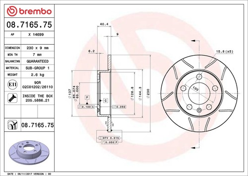 2x Brake Discs Pair fits AUDI TT 8N3, 8N9 1.8 Rear 98 to 06 230mm Set Brembo New - Picture 2 of 3