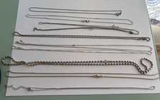 Sterling Silver | 10 Necklace /Chain Lot | 40g 925 | Under Melt Value