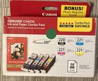 Canon 220 Blk & 221 Tri-color Ink and 50 Glossy Photo Paper Combo Pack Read ⬇️