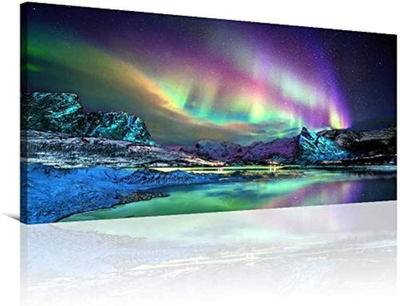 #ad #ad Aurora Borealis Canvas Wall Art Northern Lights Prints Painting Artwork for L... $82.19