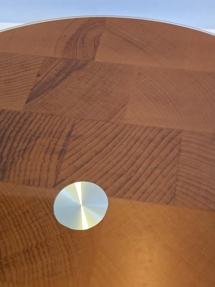 Round 15 Inch Tempered Glass Cooks Essentials Lazy Susan Brown Wood Grain Look - Image 4 of 4